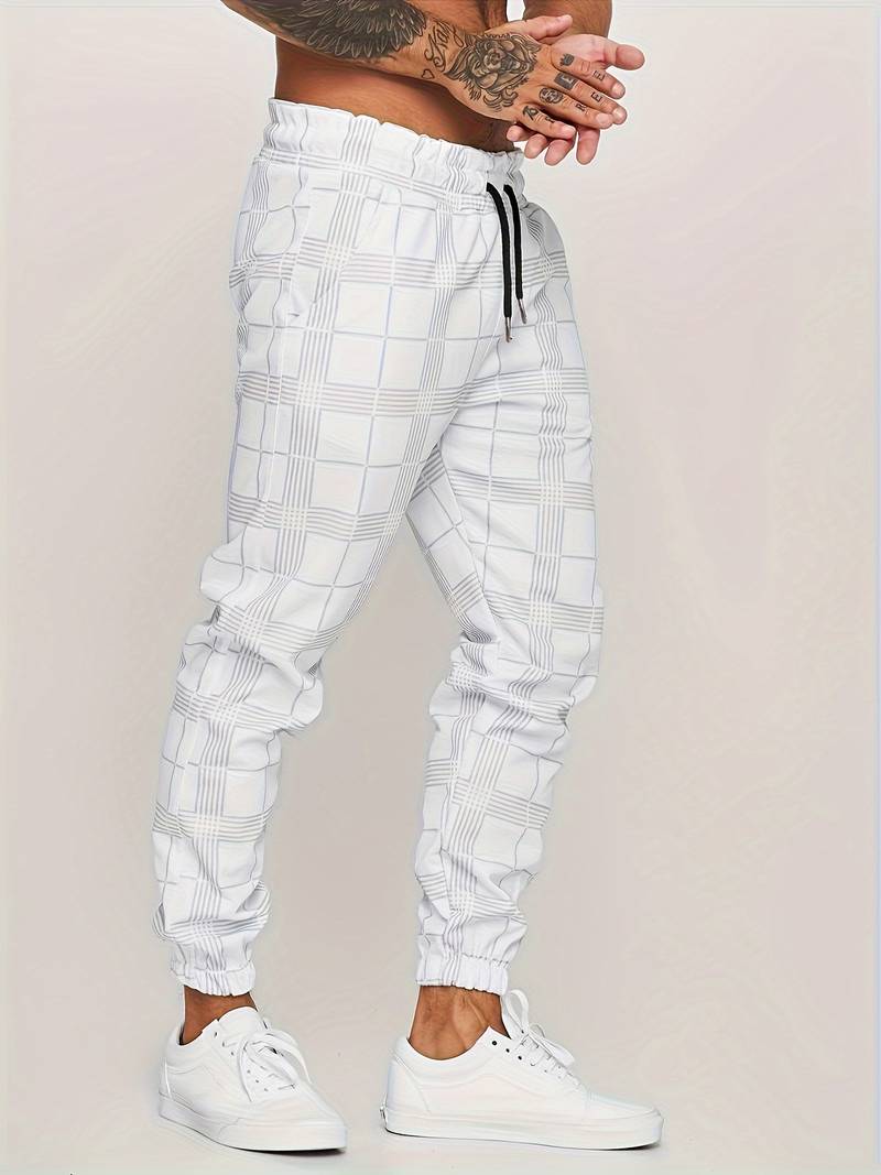 Charles | Men’s Jogging Trousers with Check Pattern & Drawstring Waist