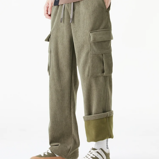 Joachim | Men’s Corduroy Trousers with Fleece Lining, Drawstring, and Relaxed Fit