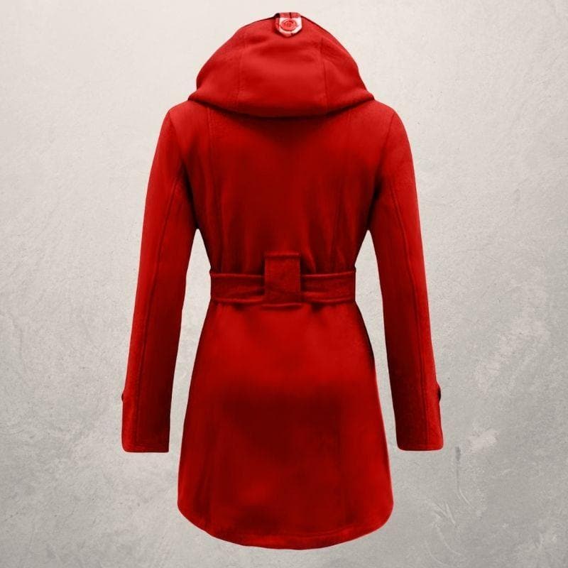 Jehanna | Women's Cotton Trench Coat with Belt and Hood – Double-Breasted Slim Fit Winter Coat