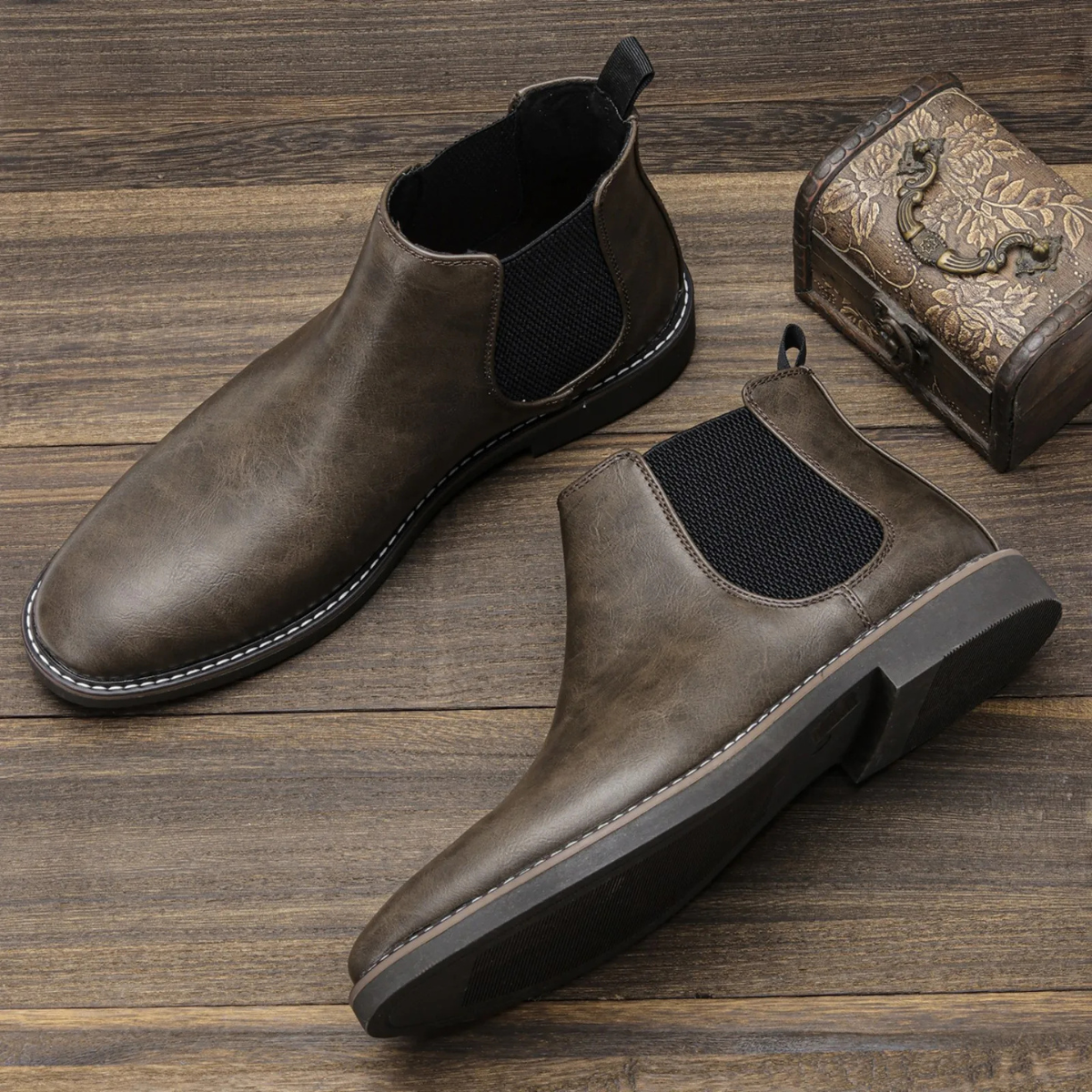 The Anguillara Men’s Retro Chelsea Slip On Leather Boots