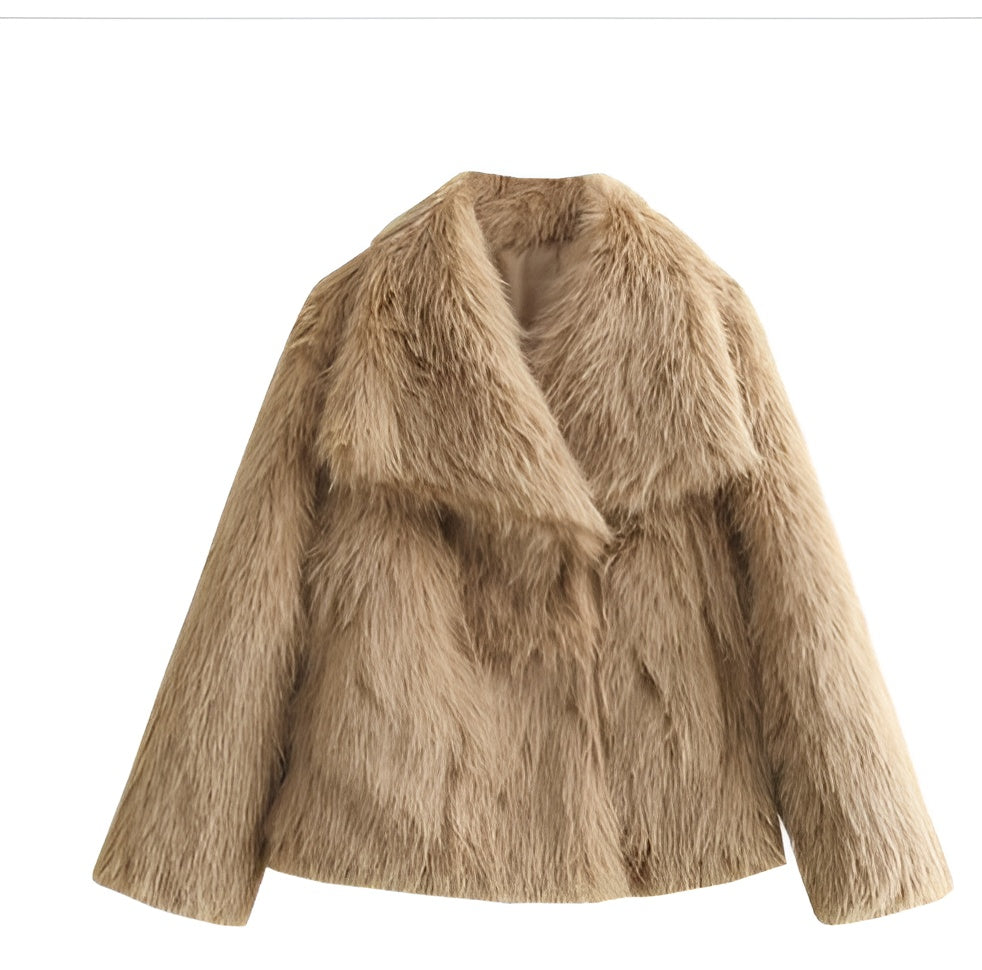 Maegan – Women's Solid Colour Luxurious Faux Fur Jacket