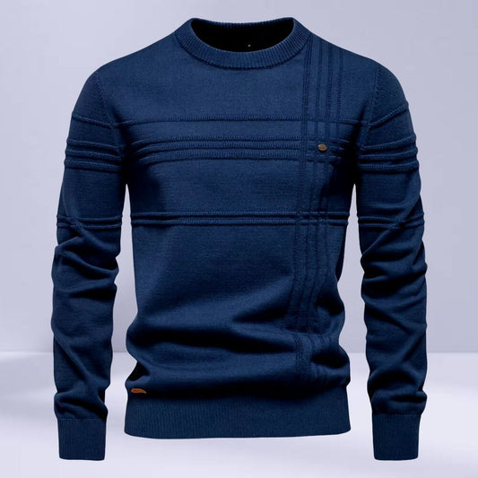 Nereo | Men’s Thick Knit Striped Crew Neck Jumper