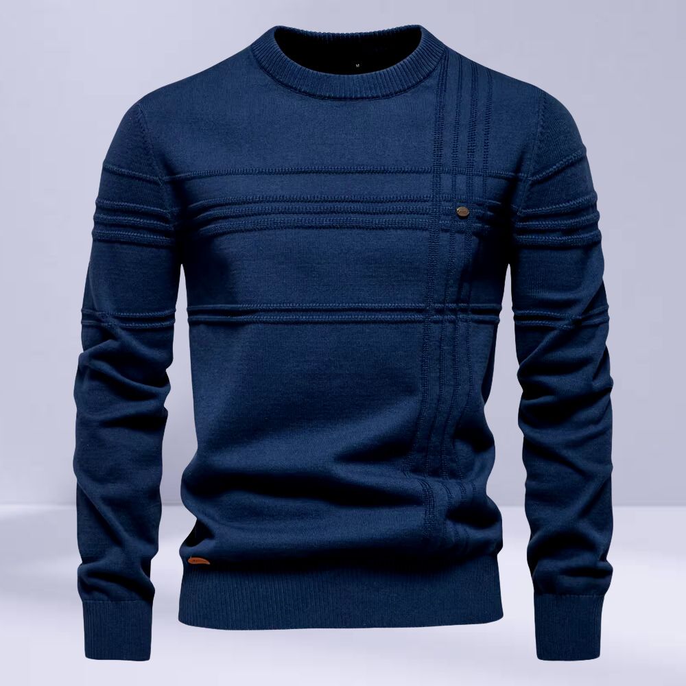 Nereo | Men’s Thick Knit Striped Crew Neck Jumper