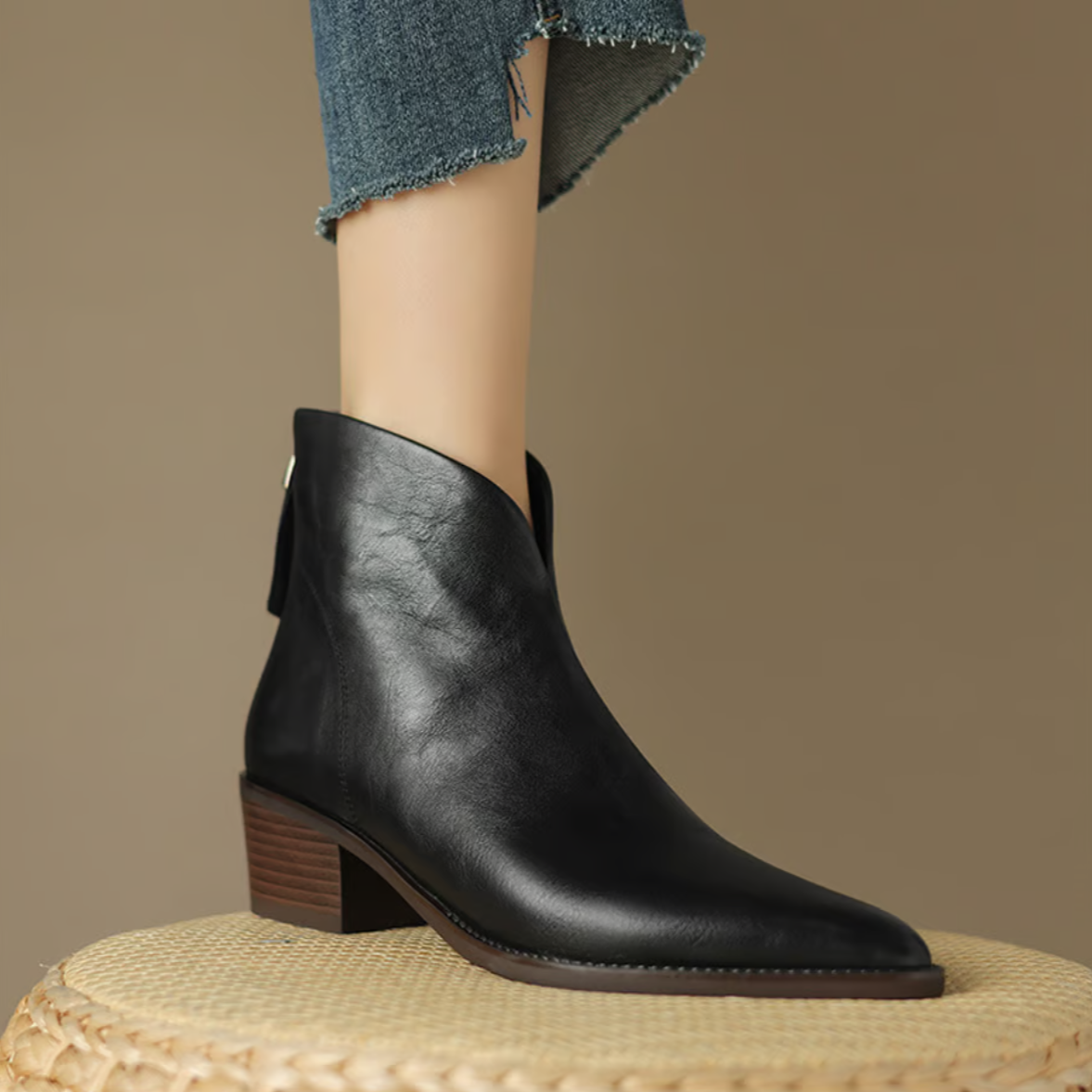 Valina | Women's Classic Pointed Toe Ankle Boots with Block Heel – Stylish & Comfortable Footwear