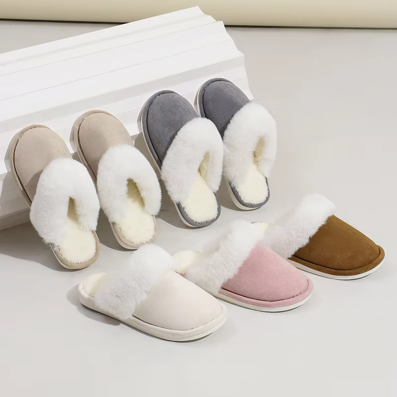 Xanthia | Women's Plush-Lined Winter Slippers with Closed Toe & Faux Fur Details