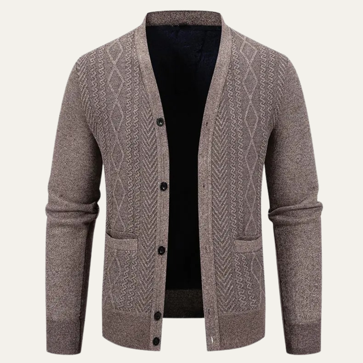 The Llangollen Men's Button Up Casual Knit Cardigan with Pockets