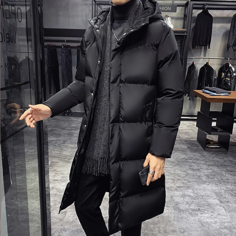 Fritz | Men's Long Quilted Winter Coat – Waterproof, Black with Side Pockets