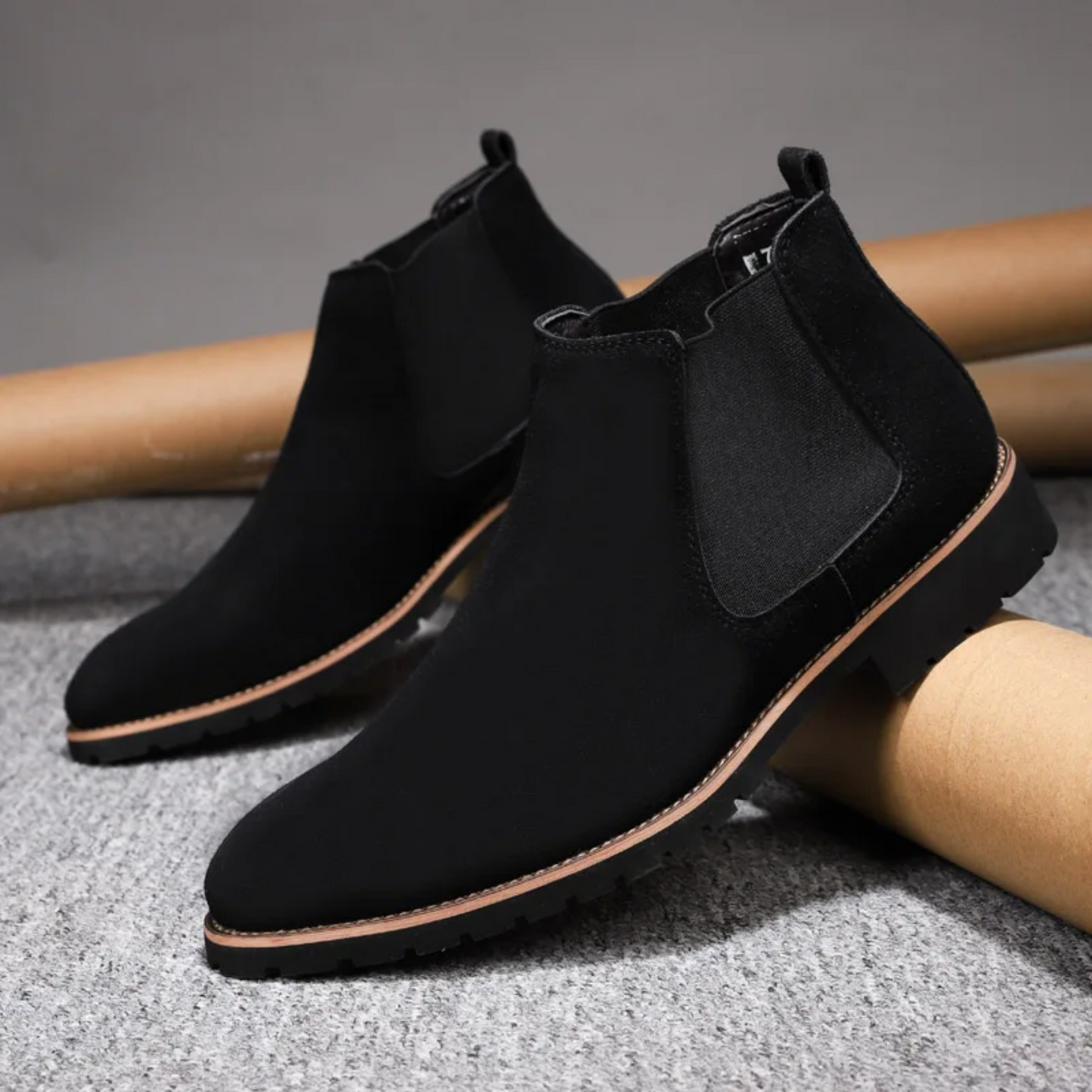 Elias | Men's Leather Chelsea Boots with Profiled Sole and Elastic Sides