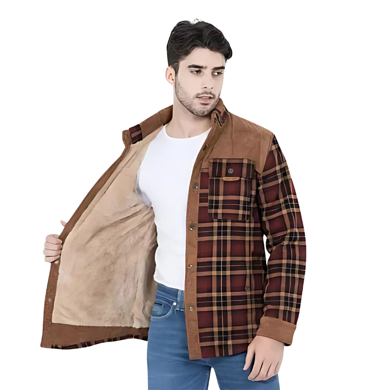 Gideon | Men’s Plaid Shirt Jacket with Warm Fleece Lining