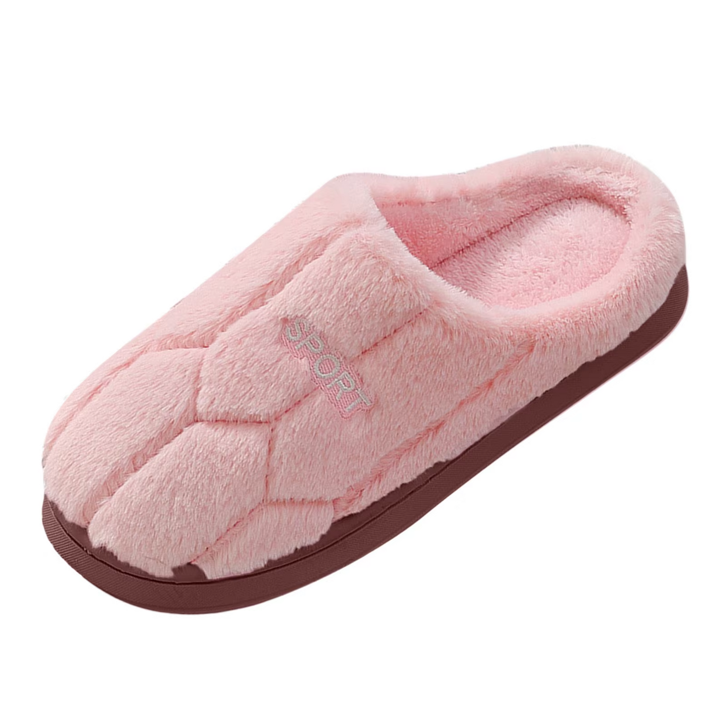 Violaine | Women's Winter Slippers with Sporty Embroidery, Soft Plush Fabric & Flexible Sole
