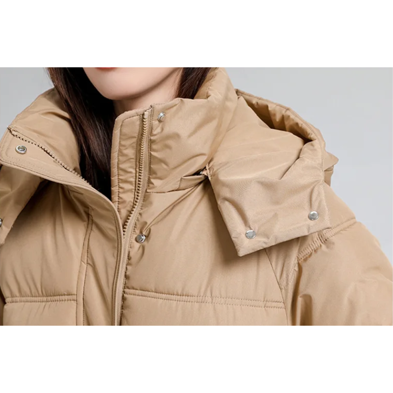 Melina | Women's Padded Long Winter Coat with Hood and Zipper