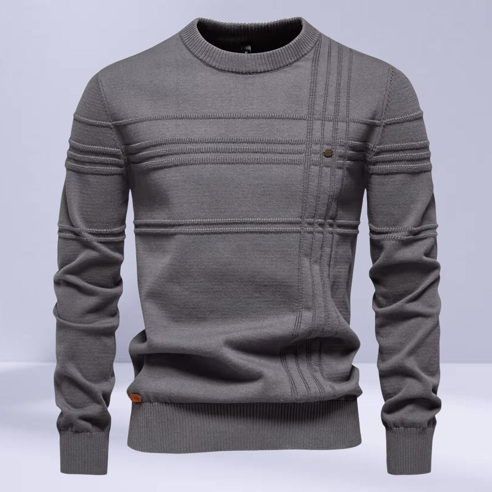 Nereo | Men’s Thick Knit Striped Crew Neck Jumper
