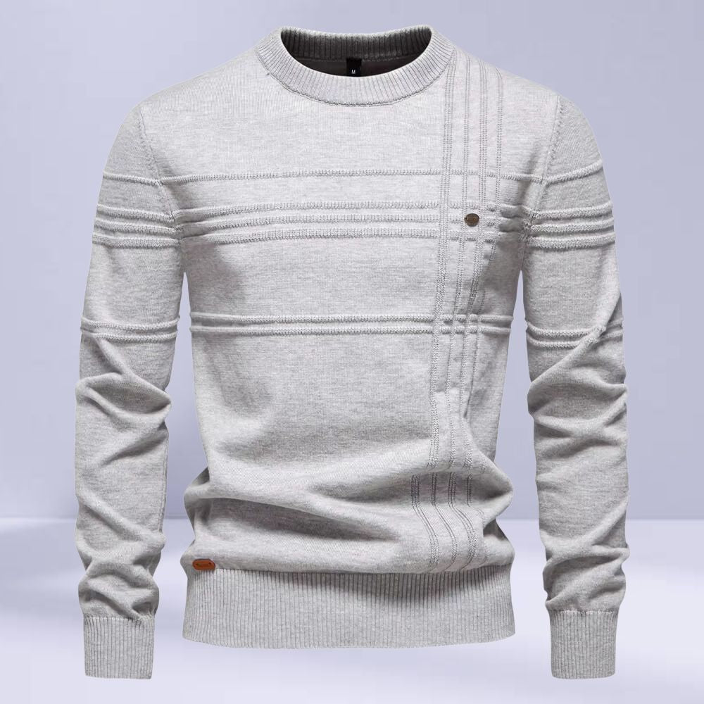 Nereo | Men’s Thick Knit Striped Crew Neck Jumper