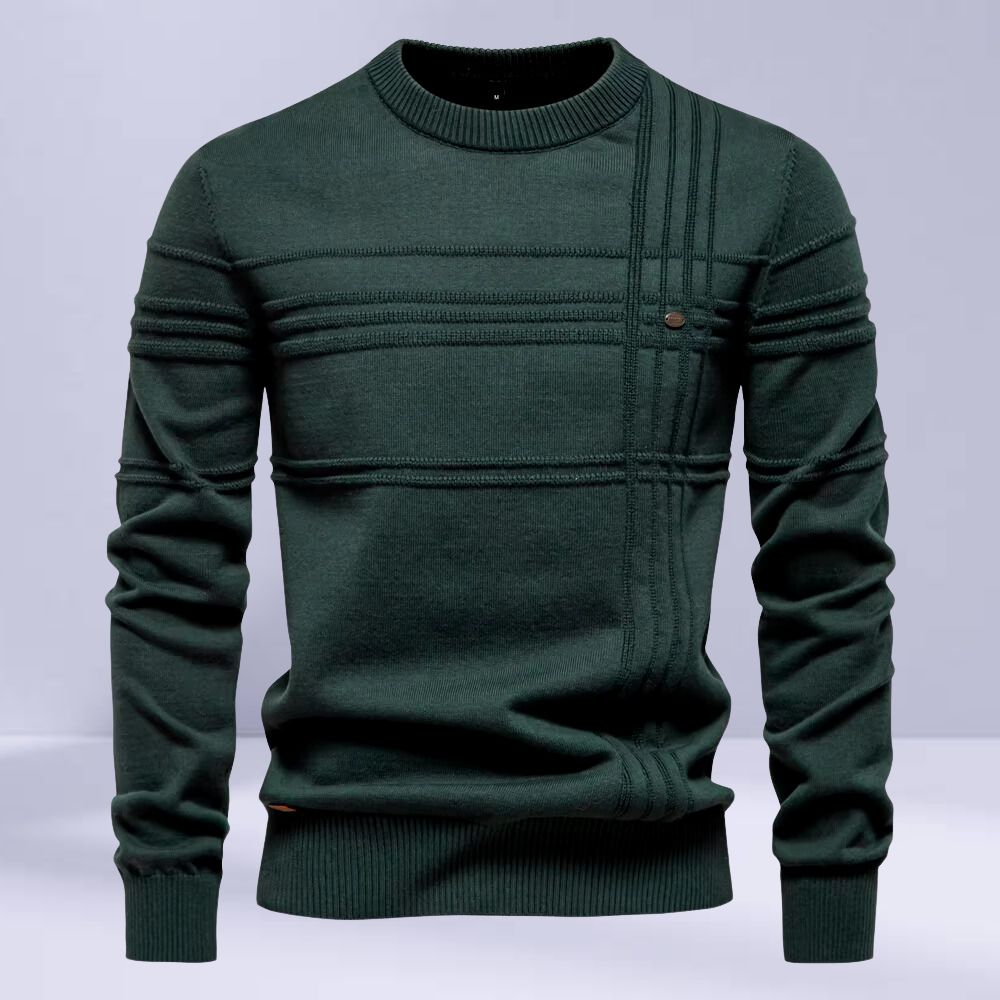Nereo | Men’s Thick Knit Striped Crew Neck Jumper