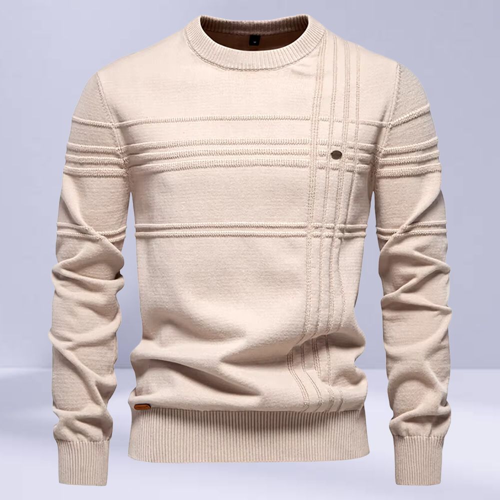 Nereo | Men’s Thick Knit Striped Crew Neck Jumper