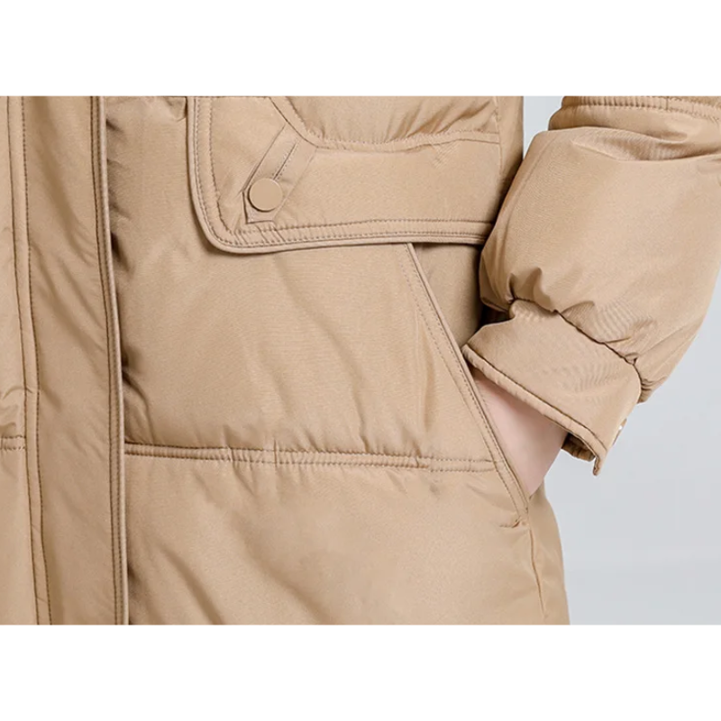 Melina | Women's Padded Long Winter Coat with Hood and Zipper