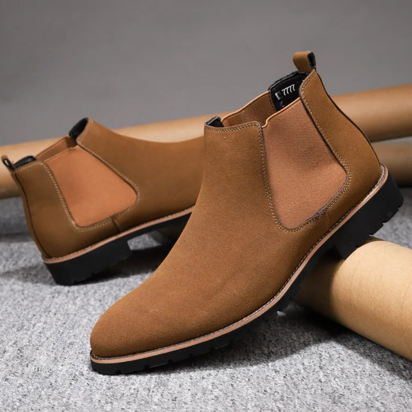 Elias | Men's Leather Chelsea Boots with Profiled Sole and Elastic Sides