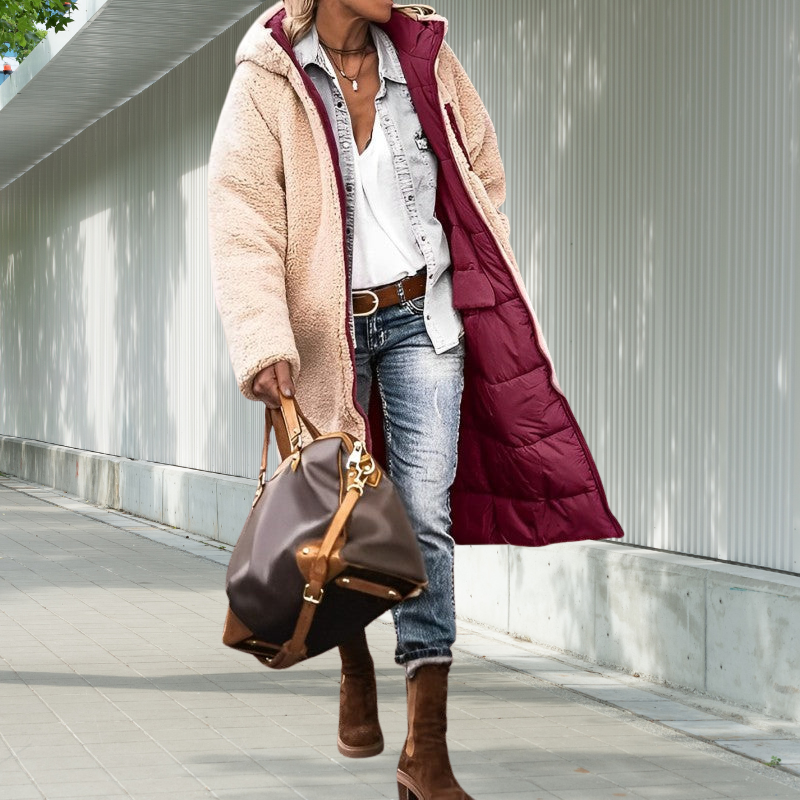 Regina | Women’s Long Padded Winter Coat with Hood & Fleece Lining