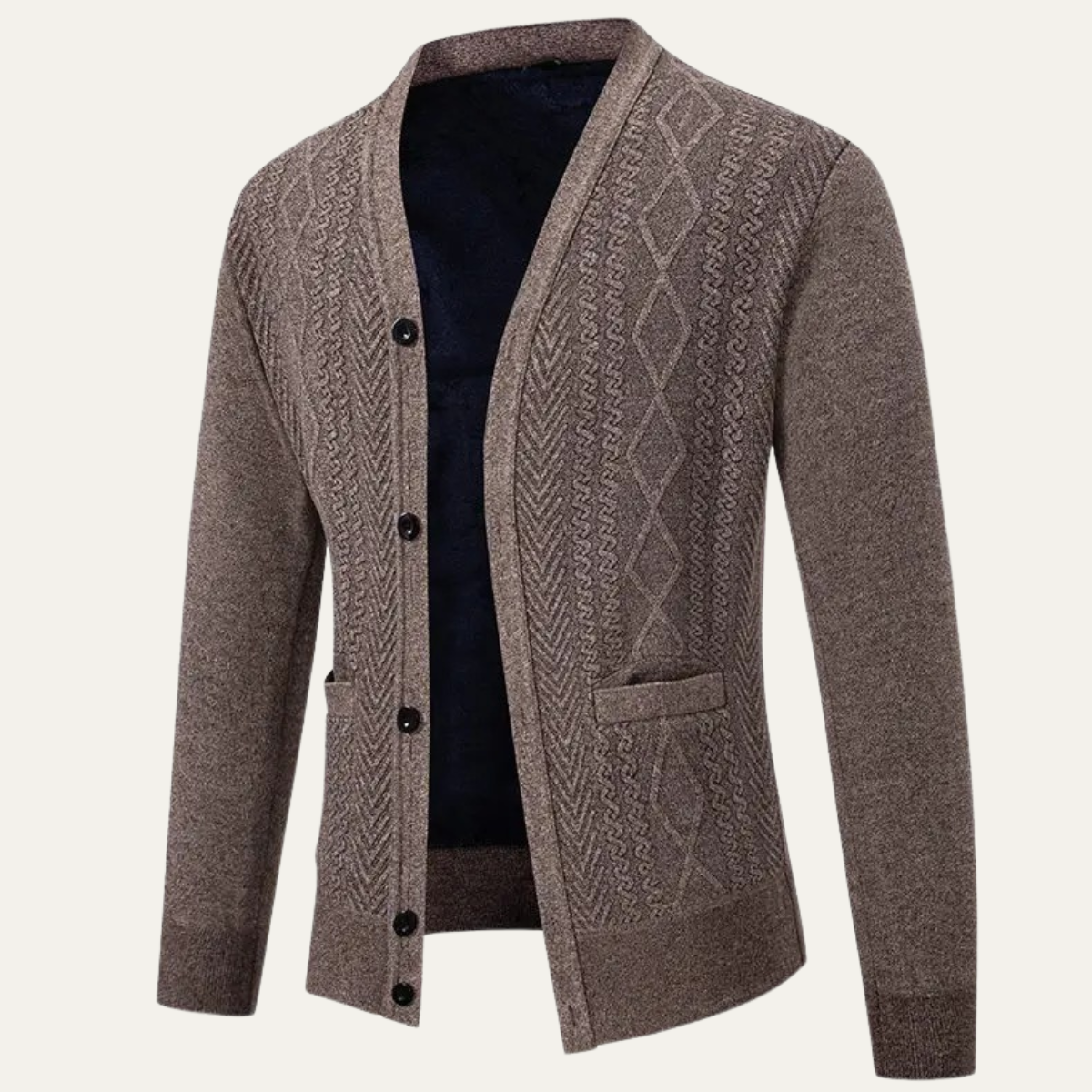 The Llangollen Men's Button Up Casual Knit Cardigan with Pockets