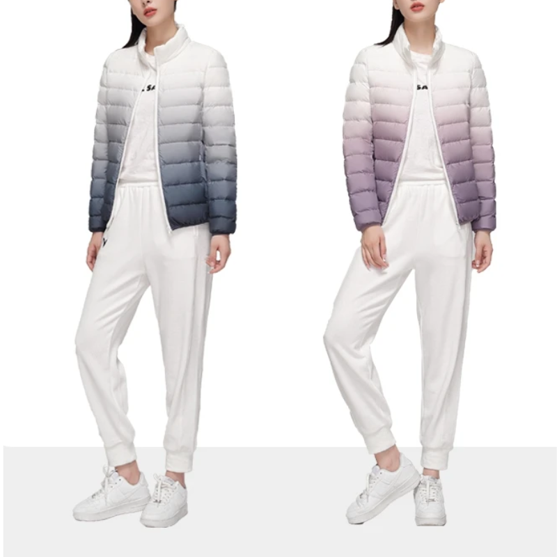 Eilika | Striped Puffer Jacket with High Collar and Zip Closure