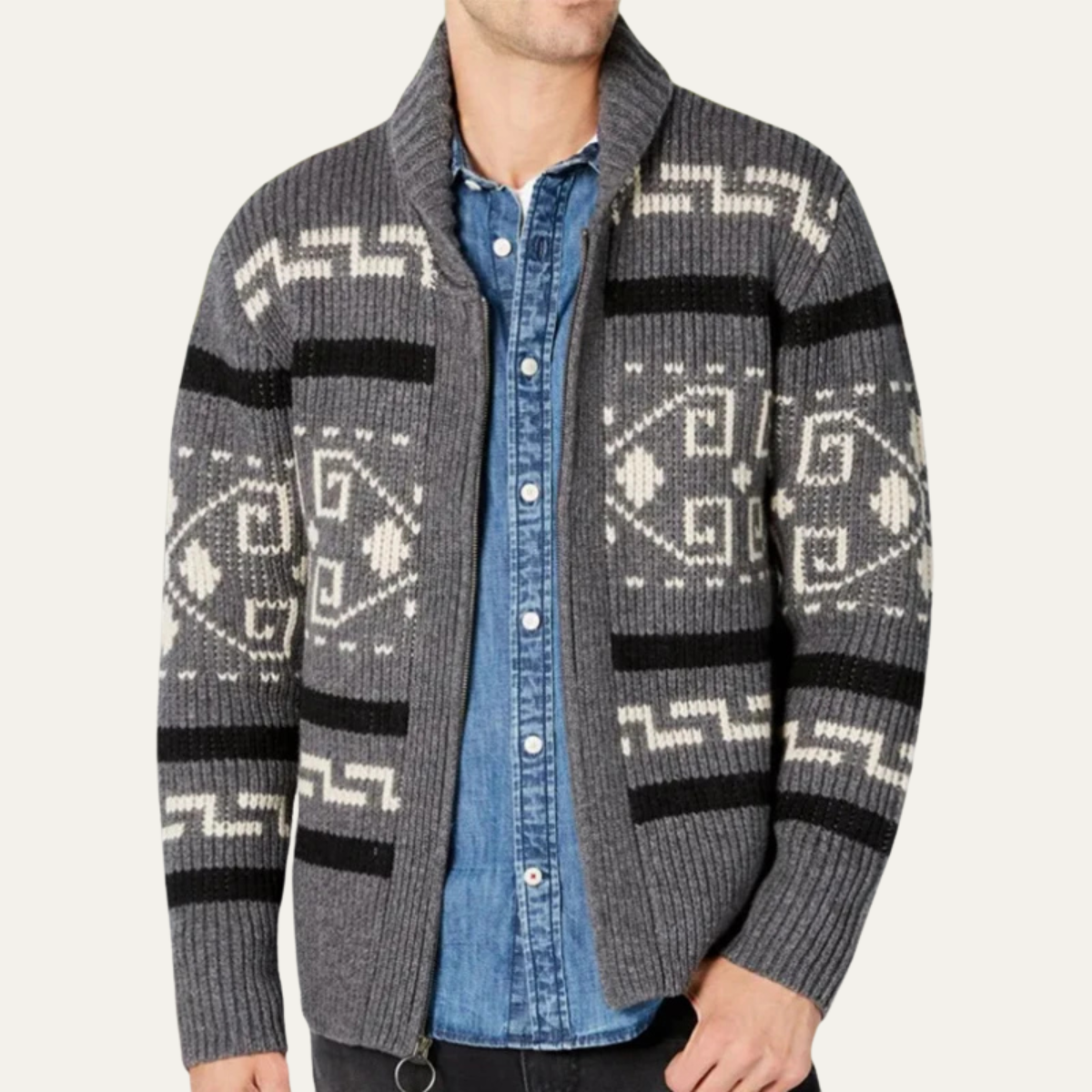 The Orvieto Men’s Vintage Thick Winter Shawl Collar Knit Cardigan