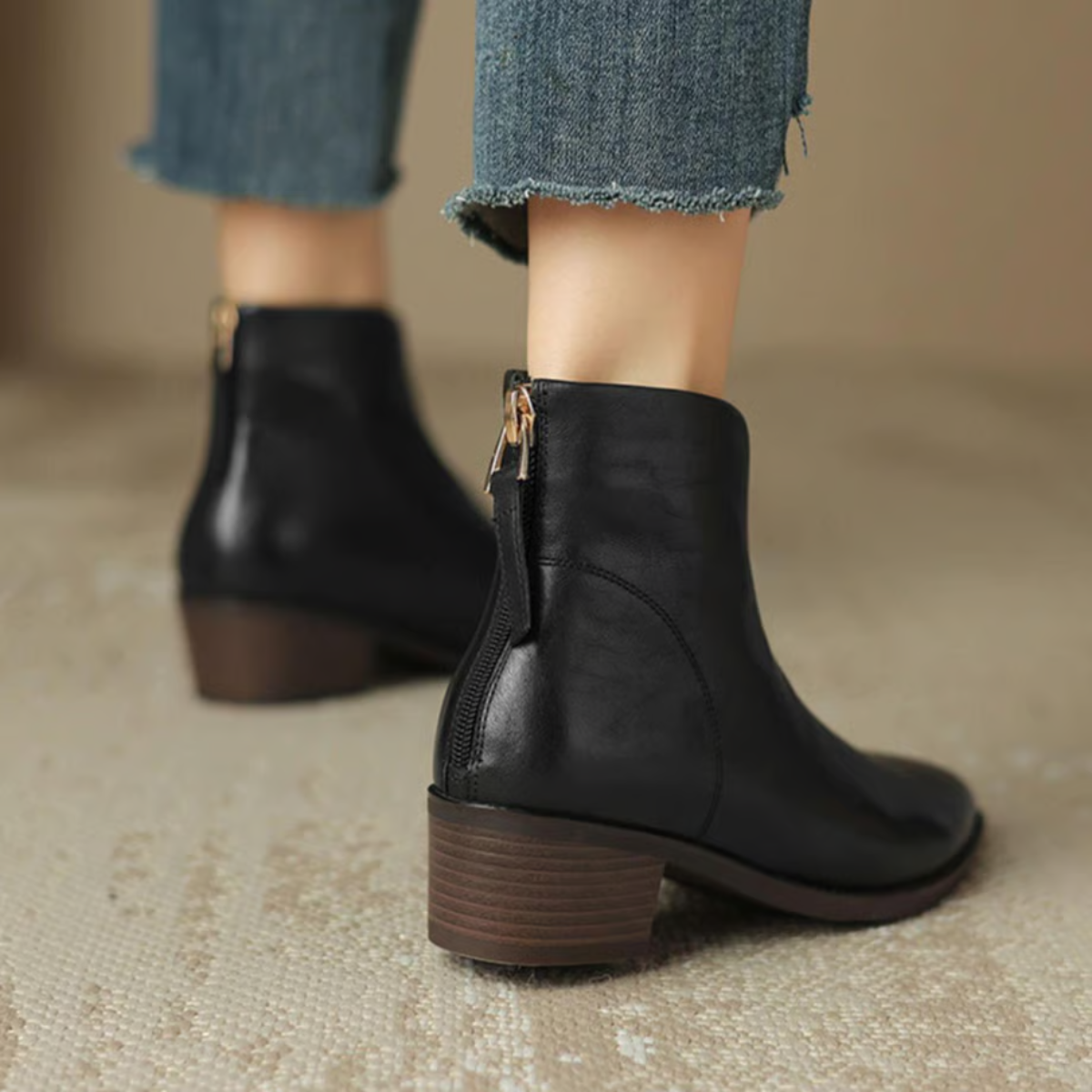 Valina | Women's Classic Pointed Toe Ankle Boots with Block Heel – Stylish & Comfortable Footwear