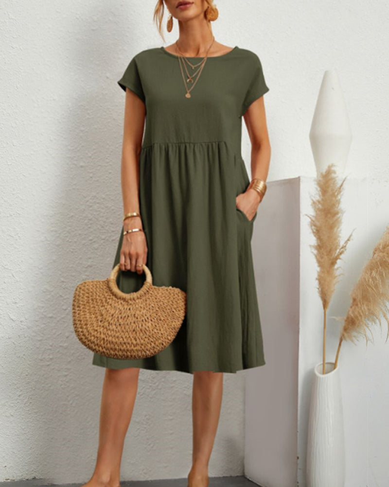 Urienne | Loose-Fit Pocketed Midi Dress – Breezy Comfort for Summer
