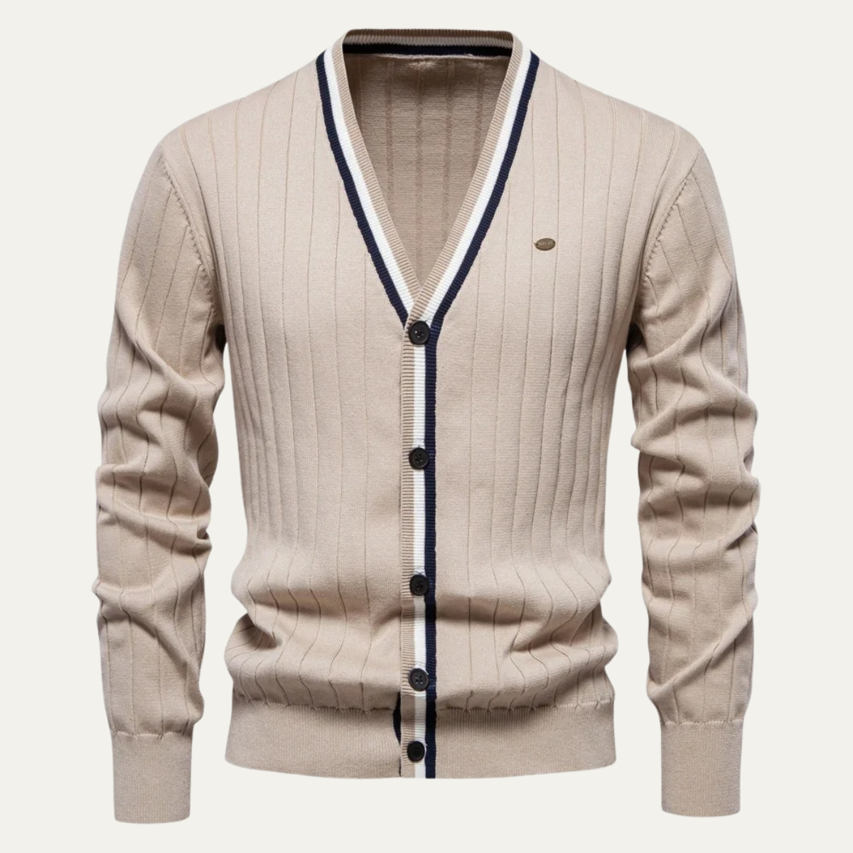 The Montecatini Men’s Slim Fit V Neck Cotton Knit Cardigan