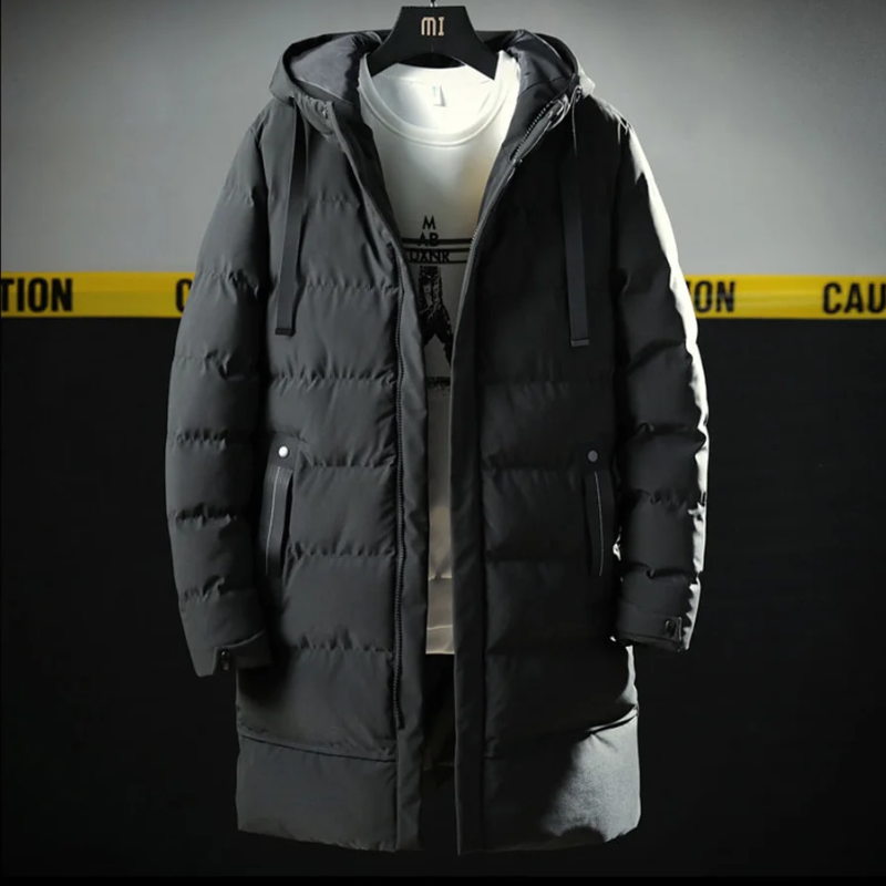 Bastian | Men's Long Puffer Winter Coat with Hood and Water-Repellent Zipper Pockets