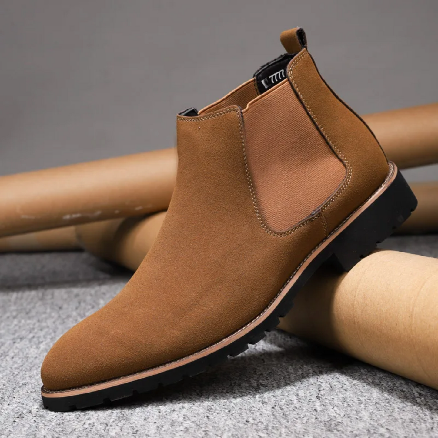 Elias | Men's Leather Chelsea Boots with Profiled Sole and Elastic Sides