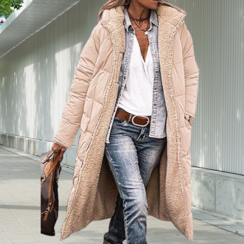 Regina | Women’s Long Padded Winter Coat with Hood & Fleece Lining