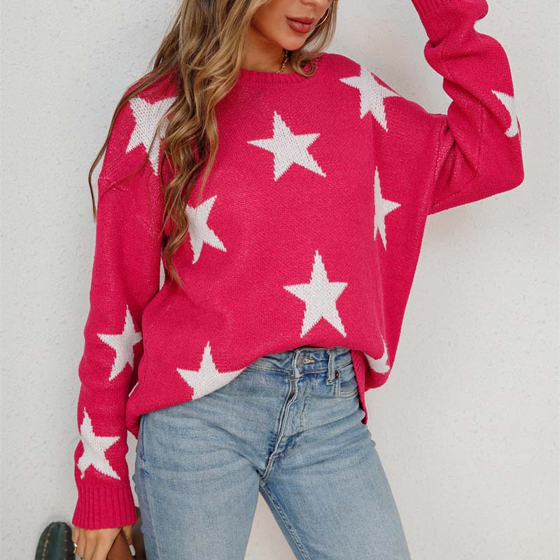 Perilora | Women’s Star Design Knitted Sweater – Modern & Comfortable