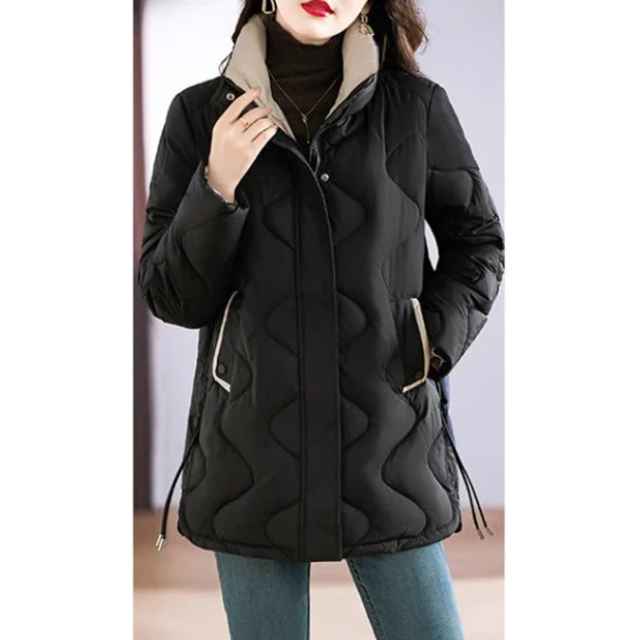 Daglinde | Long Puffer Jacket with High Collar and Zip Closure