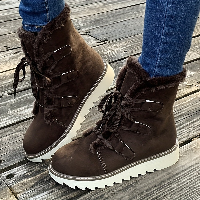 Pearl | Women’s Winter Lace-Up Platform Boots with Warm Lining