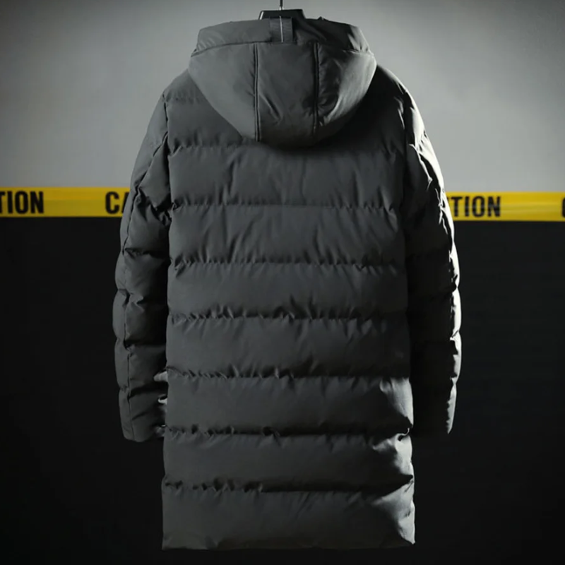 Bastian | Men's Long Puffer Winter Coat with Hood and Water-Repellent Zipper Pockets