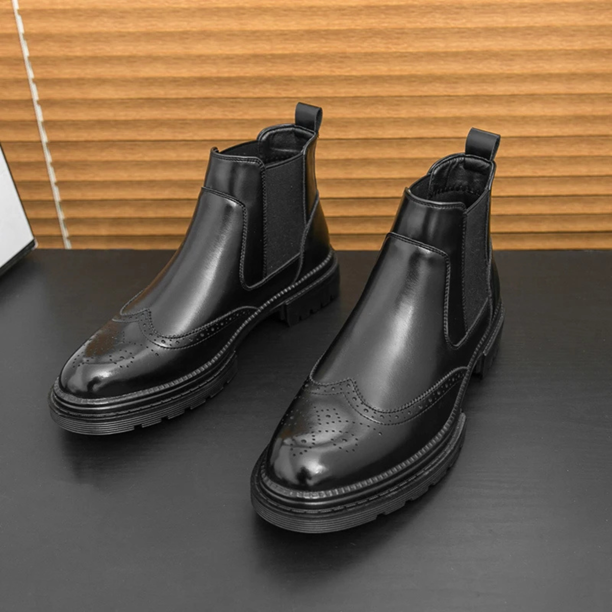 The Ortisei Men’s Retro Business Dress Chelsea Boots with Anti-Slip Sole