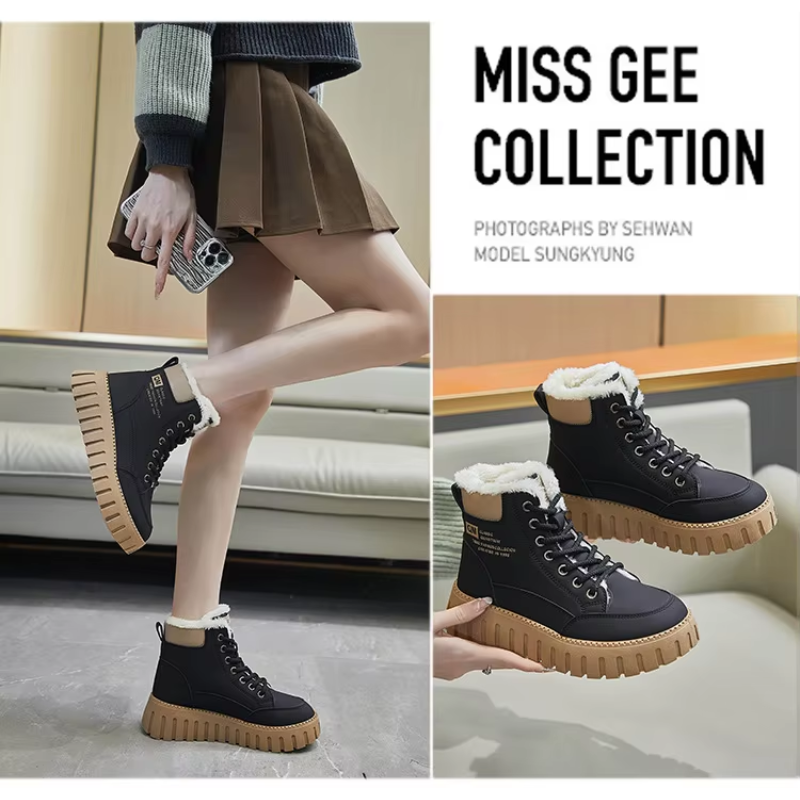 Constance | Women's Robust Platform Fleece-Lined Lace-Up Winter Ankle Boots – Waterproof & Warm