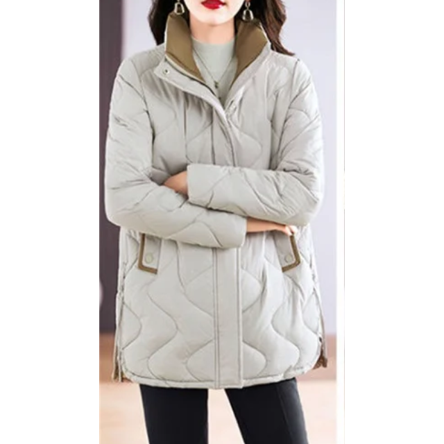 Daglinde | Long Puffer Jacket with High Collar and Zip Closure