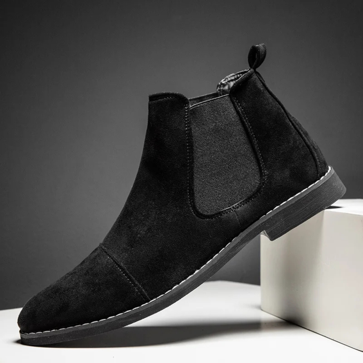 The Torcello Men’s Suede Chelsea Slip On Boots with Elastic Side Panels