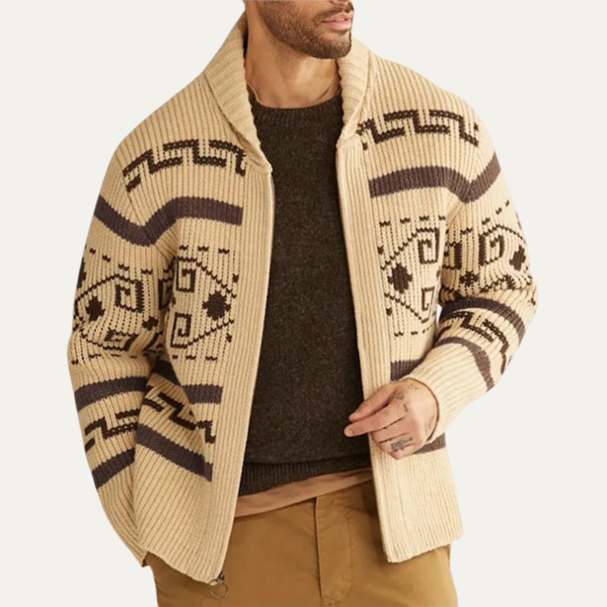 The Orvieto Men’s Vintage Thick Winter Shawl Collar Knit Cardigan