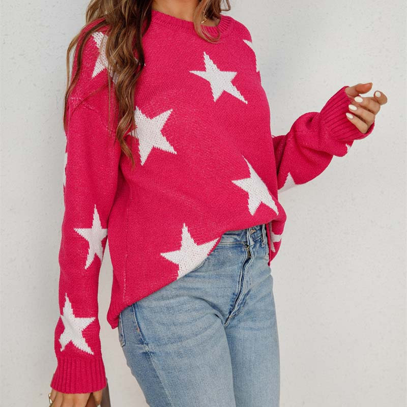 Perilora | Women’s Star Design Knitted Sweater – Modern & Comfortable