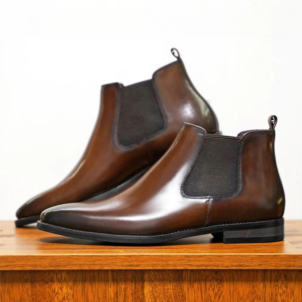 The Rossano Men’s Classic Slip On Leather Chelsea Ankle Boots