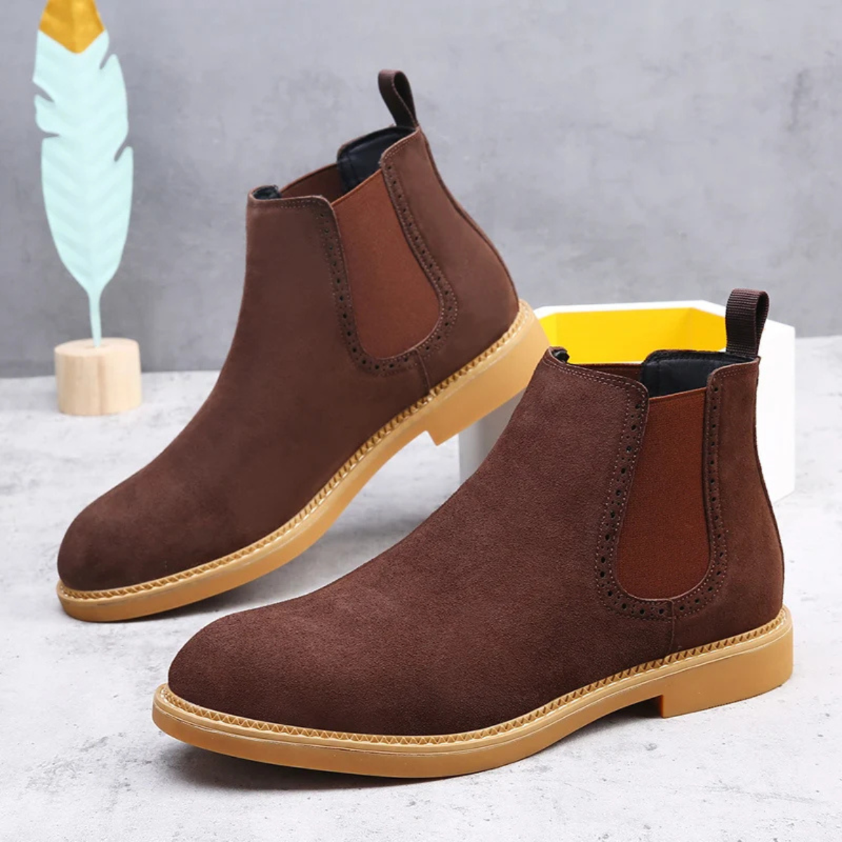 The Carpentras Men’s Casual Slip On Suede Chelsea Dress Boots