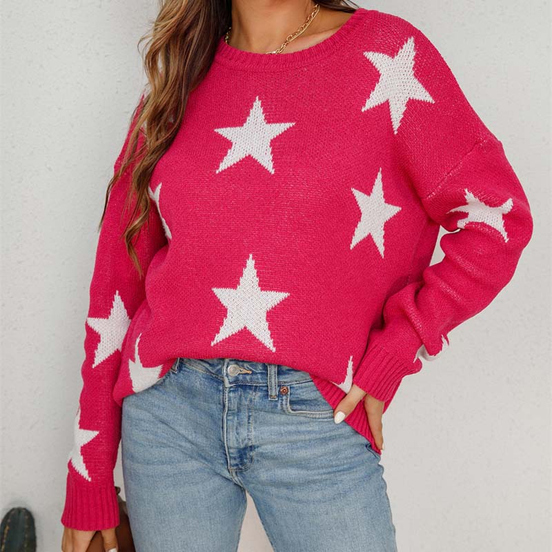 Perilora | Women’s Star Design Knitted Sweater – Modern & Comfortable