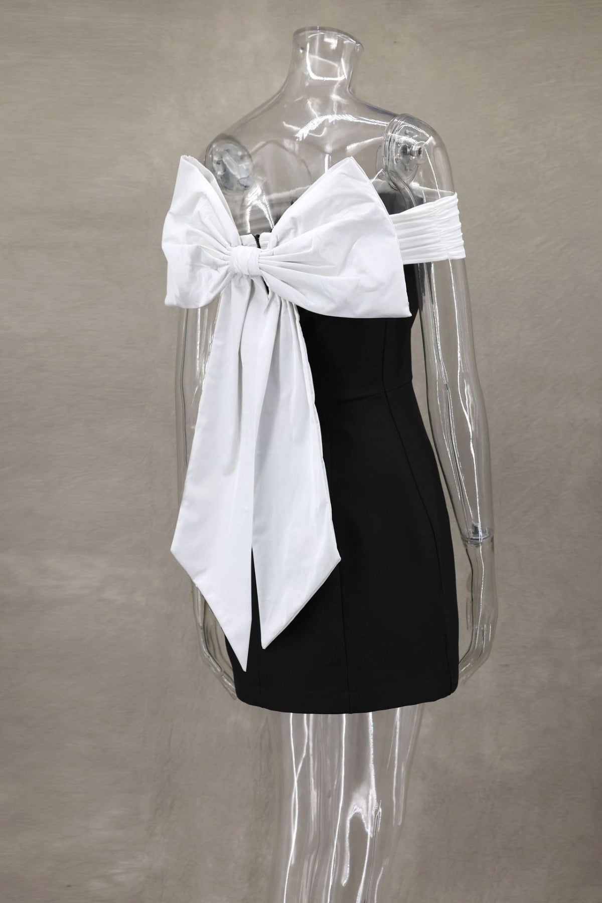 Seliora | Women’s Two-Tone Off-Shoulder Mini Party Dress with Statement Back Bow