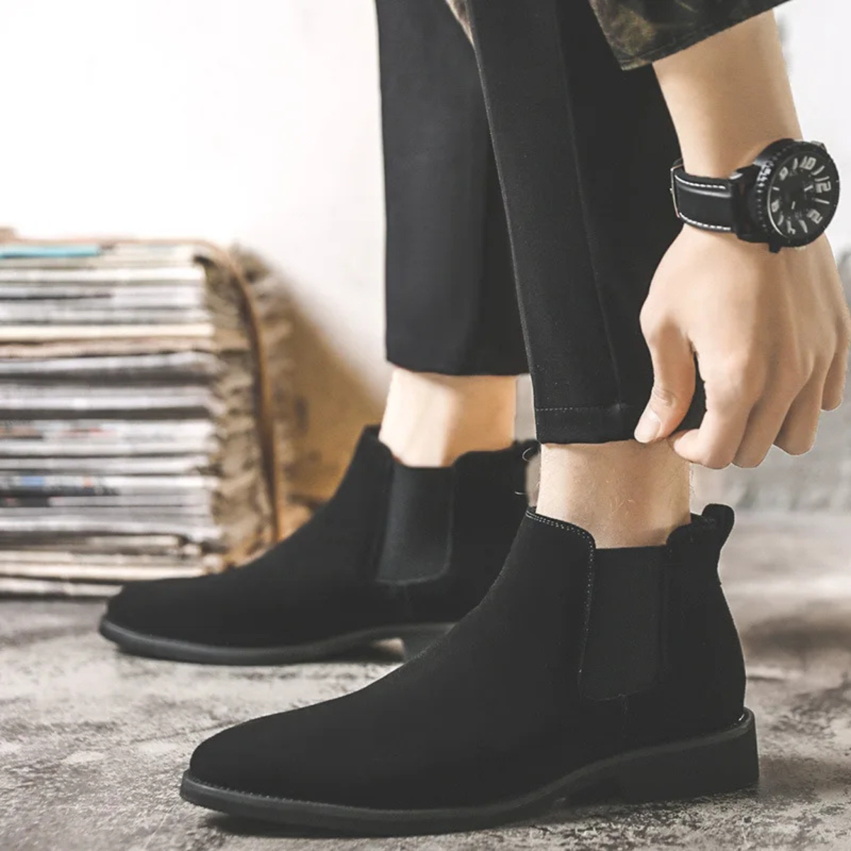 The Scalea Men’s Smart Suede Ankle Boots Chelsea Boots