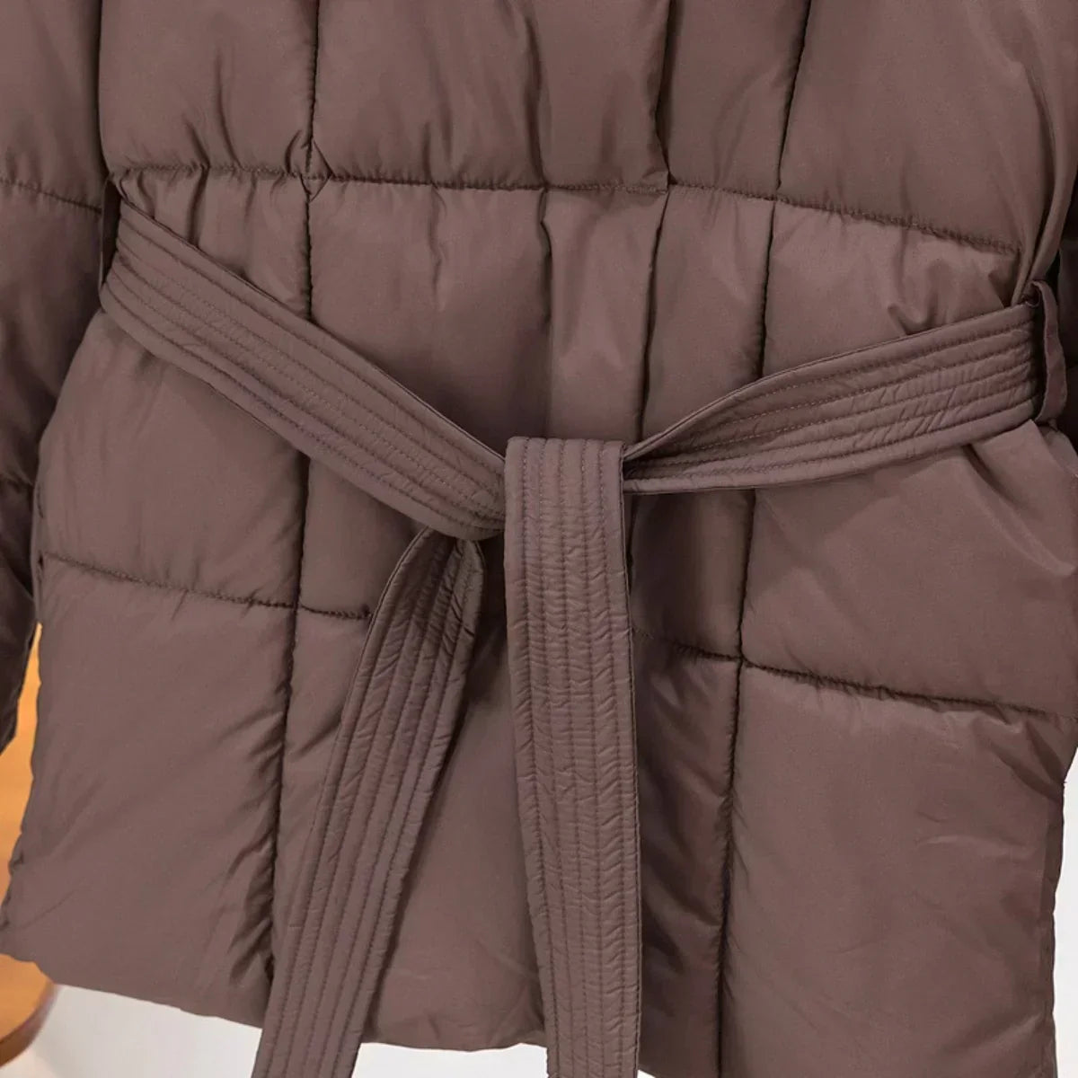 Ysabellea | Women's Padded Winter Coat with Wrap Collar and Adjustable Belt