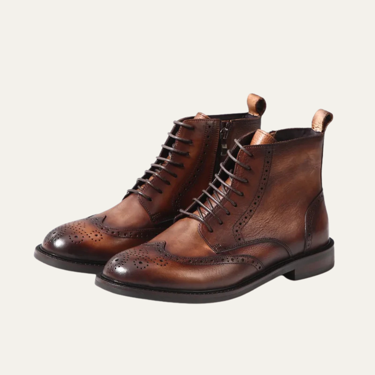 The Cerveteri Men's Leather Brogue Lace Up Dress Boots
