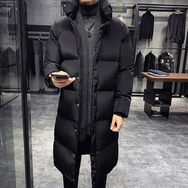 Fritz | Men's Long Quilted Winter Coat – Waterproof, Black with Side Pockets