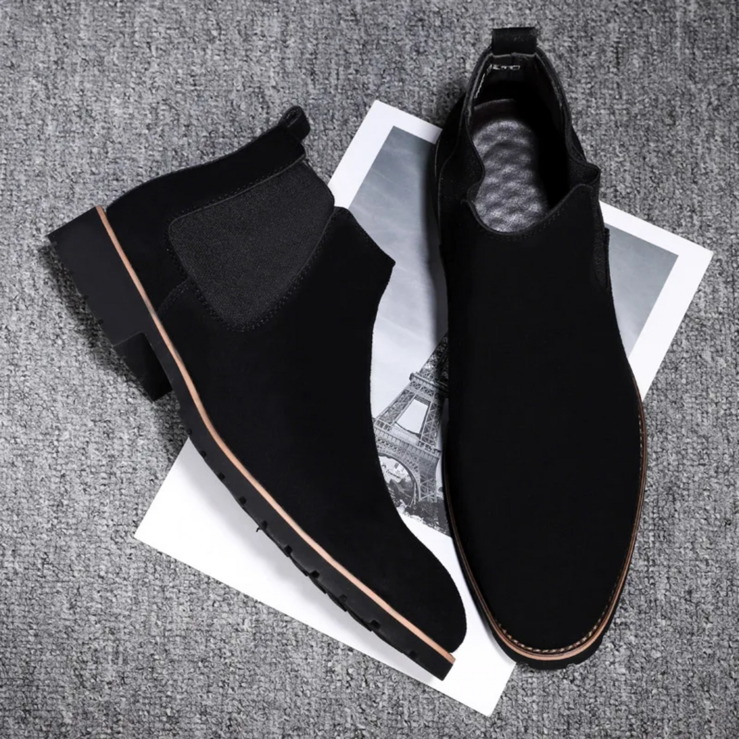 Elias | Men's Leather Chelsea Boots with Profiled Sole and Elastic Sides